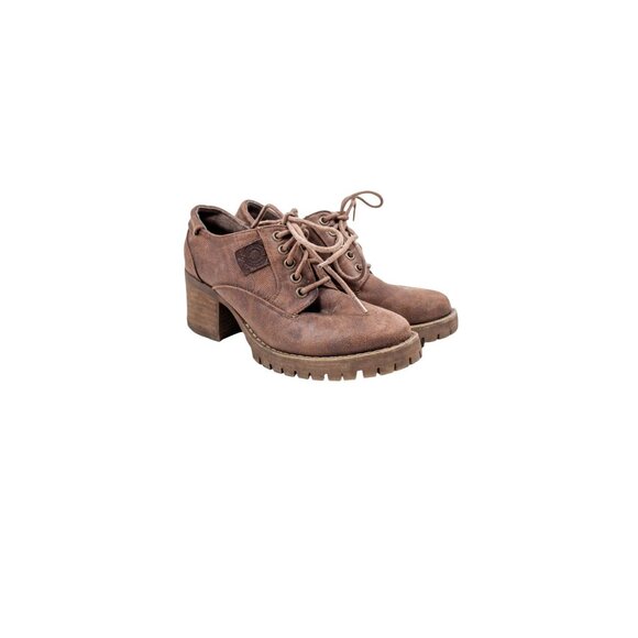 Bullboxer Shoes - Vtg B52 Bull Boxer Women's Size 9 Chunky Heel Lace-up Shoes Faux Leather Y2K